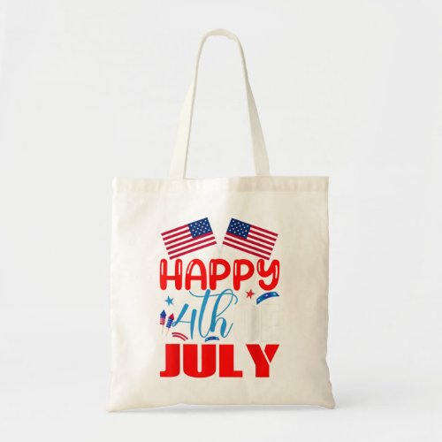 Happy 4th of July Independence Day USA American Fl Tote Bag