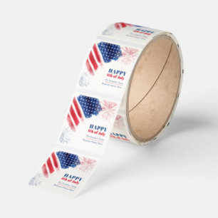Happy 4th of July Independence Holiday Business Square Sticker