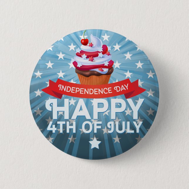 Happy 4th of July Independence Vintage Button (Front)