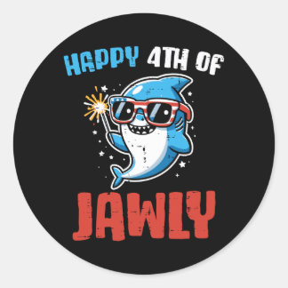 Happy 4th Of July Jawly Shark Cute Patriot Toddler Classic Round Sticker