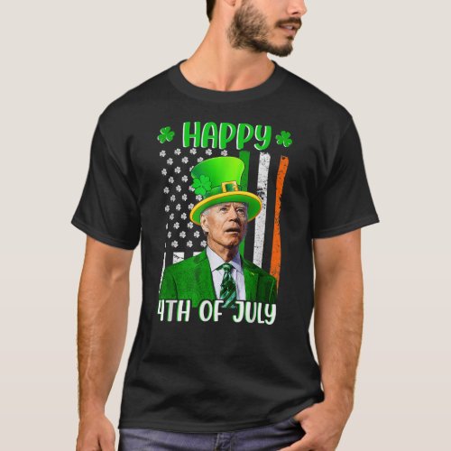Happy 4th Of July Joe Biden St Patricks Day Leprec T_Shirt