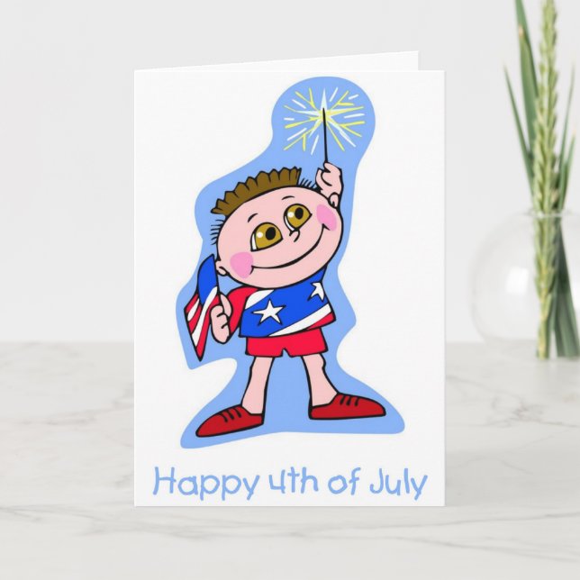Happy 4th Of July Kid with Sparkler Card (Front)