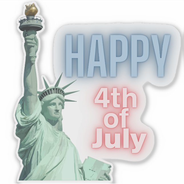 Happy 4th of July Lady Liberty Neon Sticker (Front)