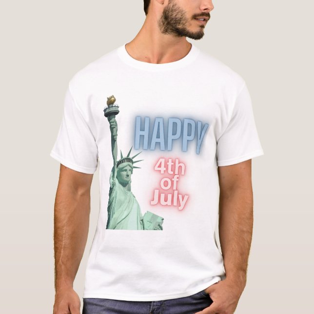 Happy 4th of July Lady Liberty Neon T-Shirt (Front)