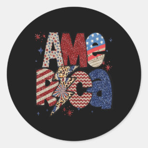 Happy 4th Of July Leopard Usa American Flag Patrio Classic Round Sticker