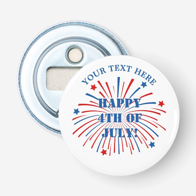 Happy 4th of July magnetic beer bottle opener (Front)