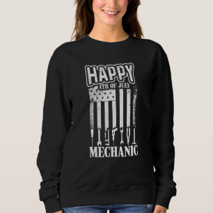 Happy 4th Of July Mechanic Design Usa Flag Vintage Sweatshirt