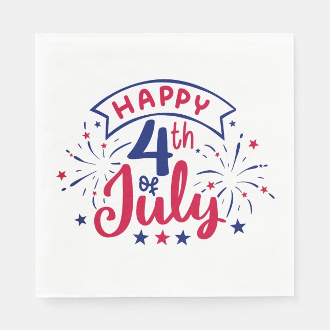 Happy 4th of July.  Napkins (Front)