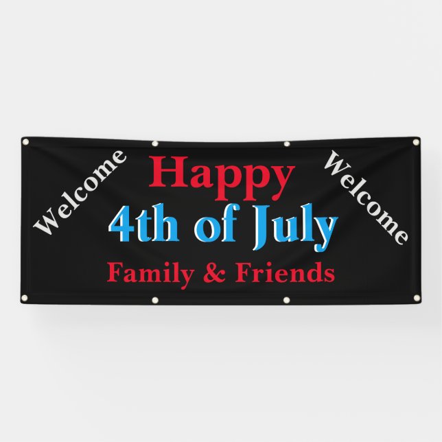Happy 4th of July Outdoor Banner (Horizontal)