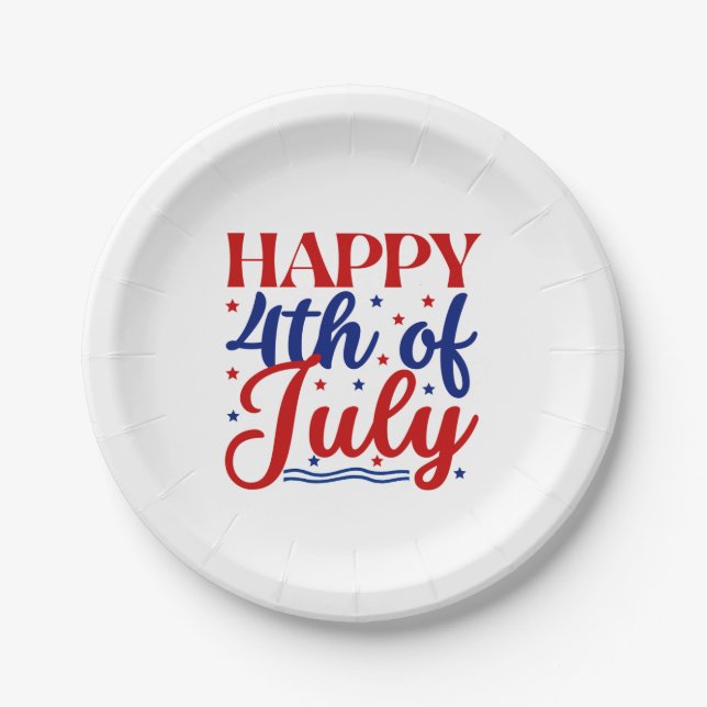 Happy 4Th Of July Paper Plates (Front)