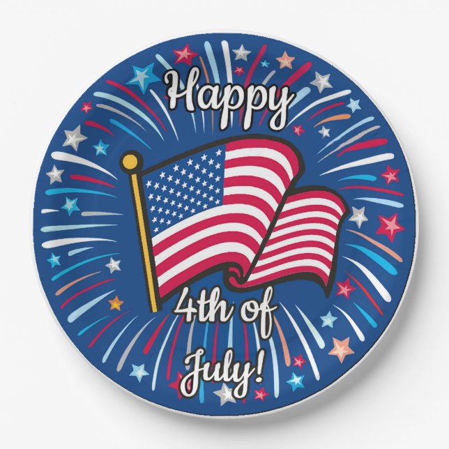 Happy 4th of July Paper Plates (Front)