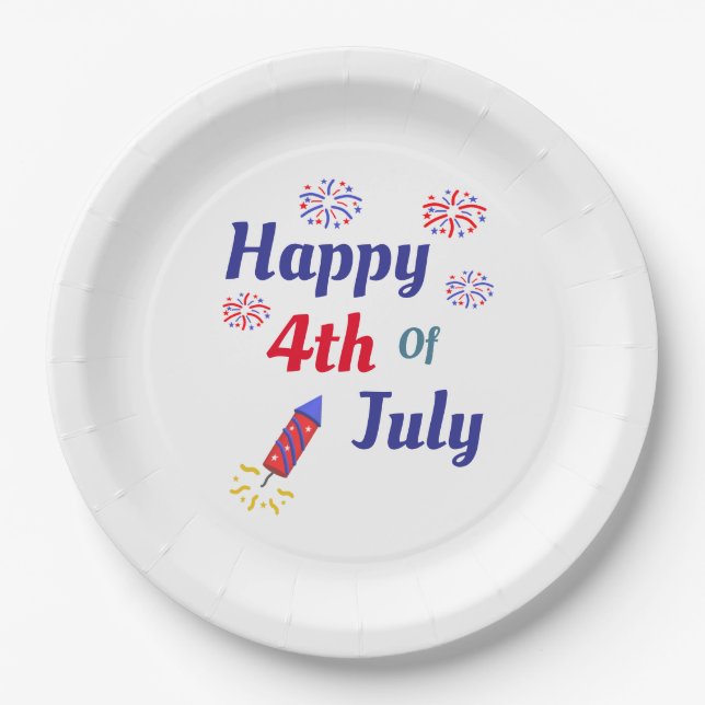 Happy 4th Of July Paper Plates (Front)