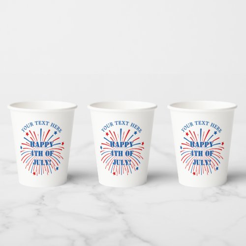 Happy 4th of July party fireworks custom  Paper Cups
