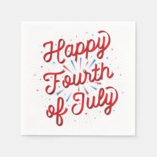 Happy 4th of July  Party Napkins Red Gradient