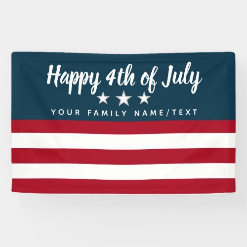 Happy 4th of July Party Patriotic Personalized Banner