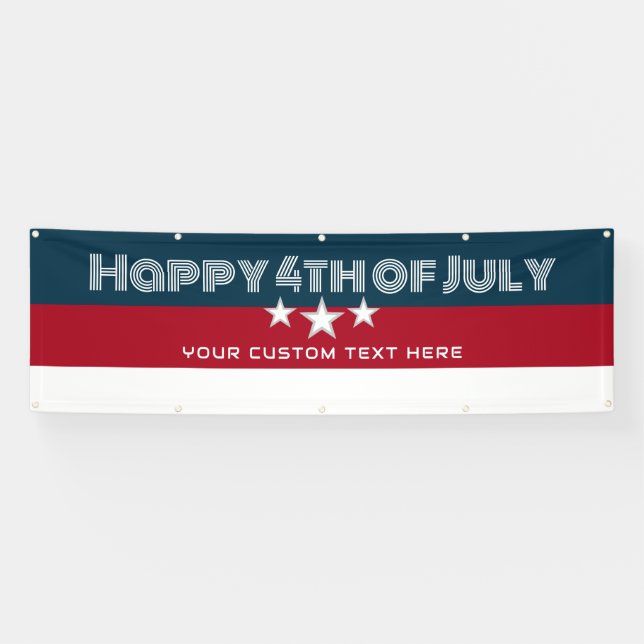 Happy 4th of July Party Personalized Outdoor Banner (Horizontal)