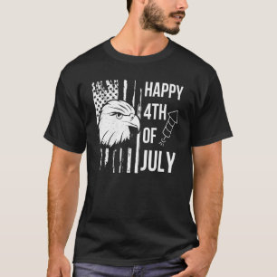 Happy 4th Of July   Patriotic American Eagle Flag T-Shirt