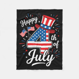 Happy 4th of July Patriotic American Flag 4th of Fleece Blanket
