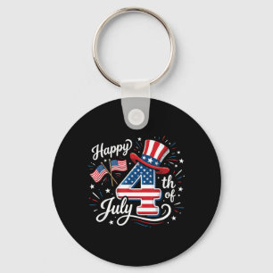 Happy 4th of July Patriotic American Flag 4th of Keychain