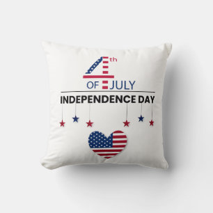 Happy 4th of July Patriotic American Flag Throw Pi Pillow