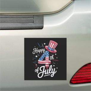Happy 4th Of July Patriotic American Flag USA Car Magnet