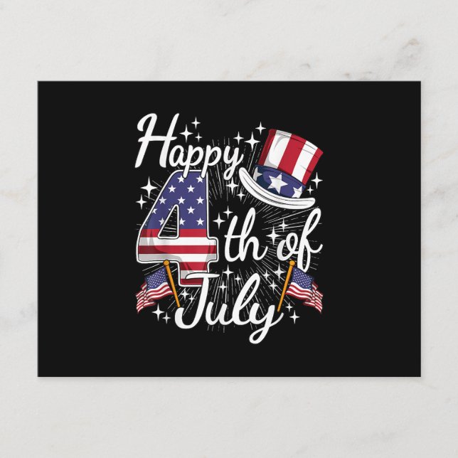 Happy 4th Of July Patriotic American Flag USA Enclosure Card (Front)