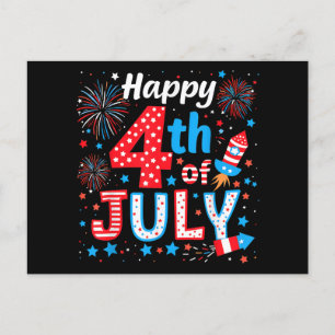 Happy 4th Of July Patriotic American Flag USA Holiday Postcard
