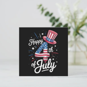 Happy 4th Of July Patriotic American Flag USA Invitation