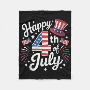 Happy 4th Of July Patriotic American Flag Usa Kids Fleece Blanket