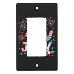Happy 4th Of July Patriotic American Flag USA Light Switch Cover