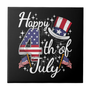 Happy 4th Of July Patriotic American Flag USA Men Ceramic Tile