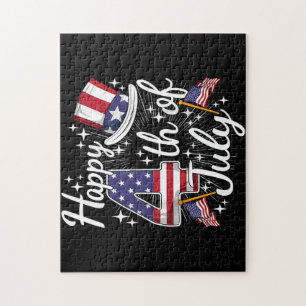 Happy 4th Of July Patriotic American Flag USA Men Jigsaw Puzzle