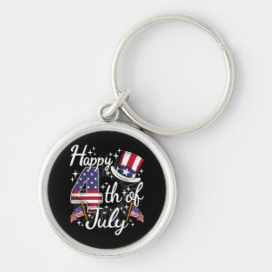 Happy 4th Of July Patriotic American Flag USA Men  Keychain