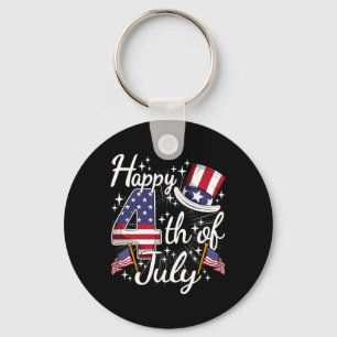 Happy 4th Of July Patriotic American Flag Usa Men Keychain