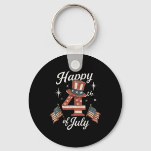 Happy 4th Of July Patriotic American Flag Usa Men Keychain