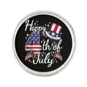 Happy 4th Of July Patriotic American Flag USA Men  Lapel Pin