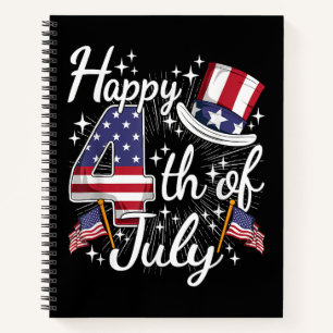 Happy 4th Of July Patriotic American Flag USA Men  Notebook