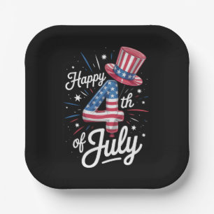 Happy 4th Of July Patriotic American Flag USA Paper Plates
