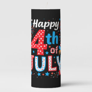 Happy 4th Of July Patriotic American Flag USA Pillar Candle