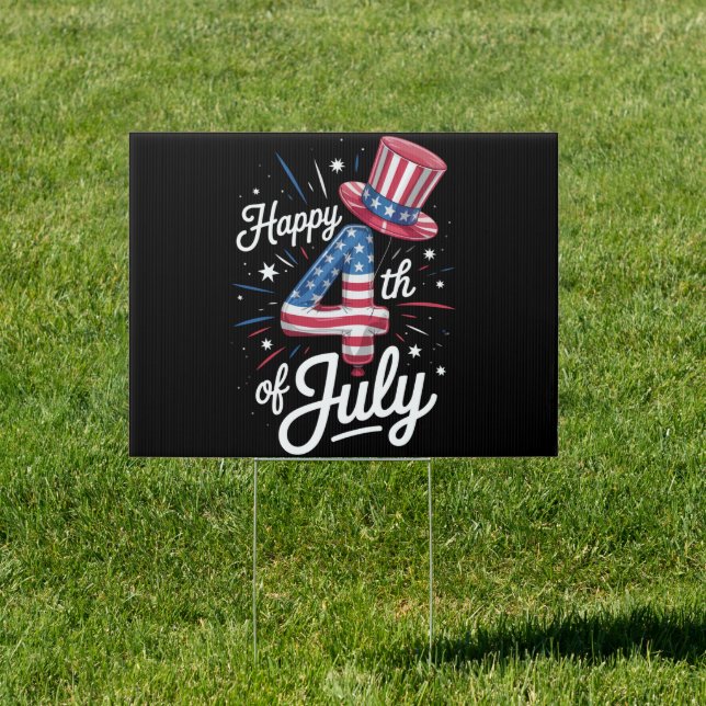 Happy 4th Of July Patriotic American Flag USA Sign (Insitu)