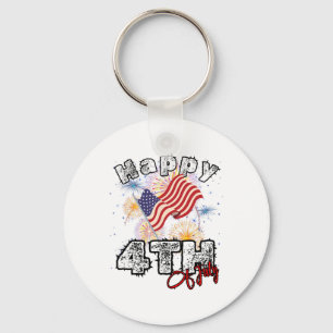 Happy 4th Of July Patriotic American - Independenc Keychain
