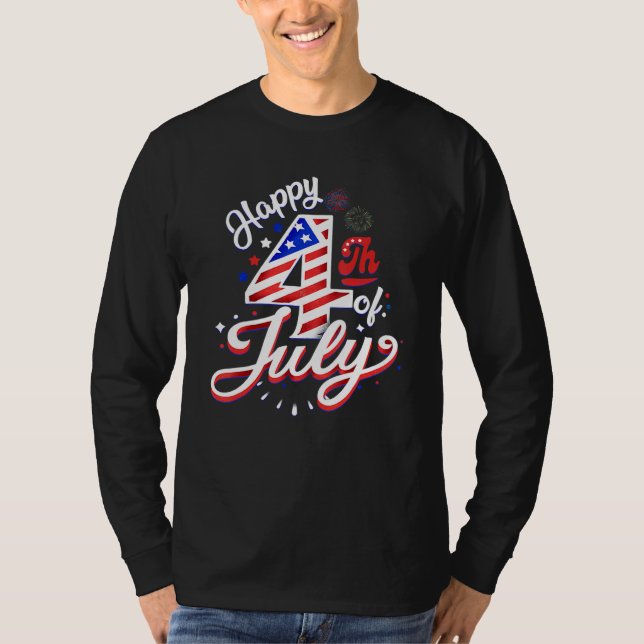 Happy 4th Of July Patriotic American US Flag 4th O T-Shirt (Front)