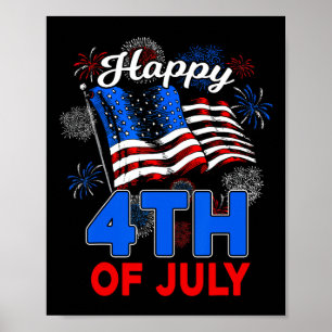 Happy 4th Of July Patriotic American Us Flag Men W Poster