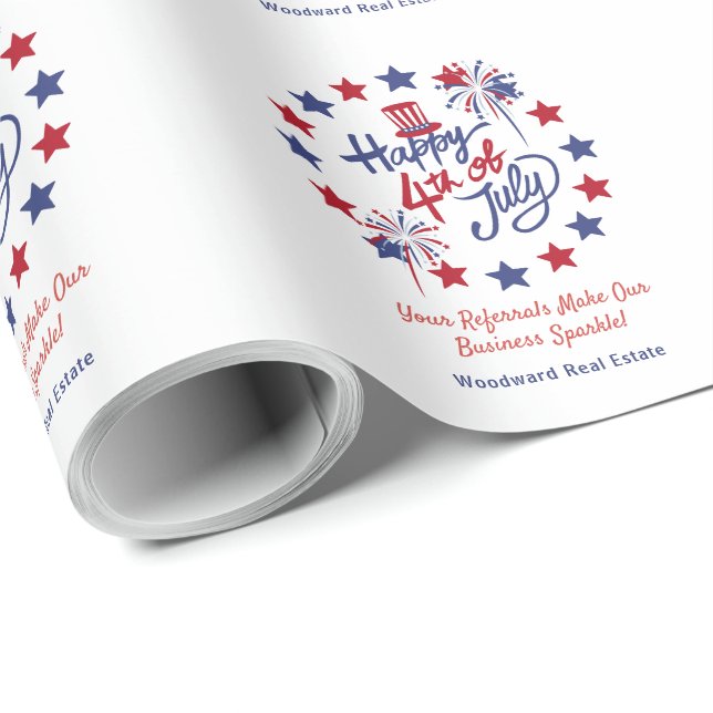 Happy 4th of July Patriotic Business Personalized  Wrapping Paper (Roll Corner)