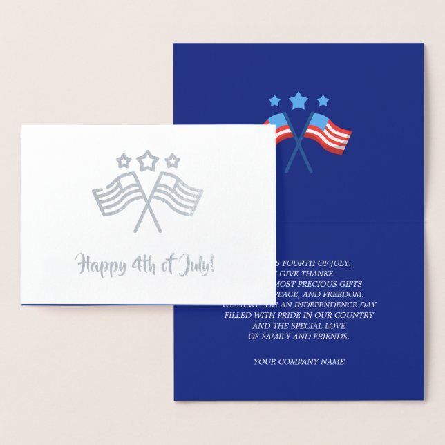 Happy 4th of July. Patriotic Design Foil Card (Display)