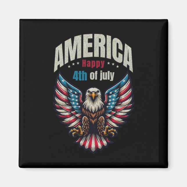 Happy 4th Of July - Patriotic Eagle Men  Magnet (Front)