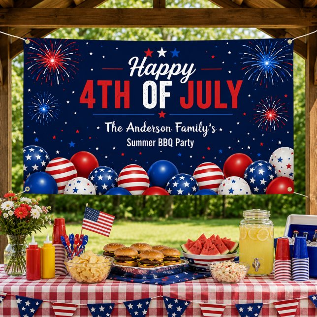 Happy 4th of July Patriotic Fireworks Custom Banner (Creator Uploaded)