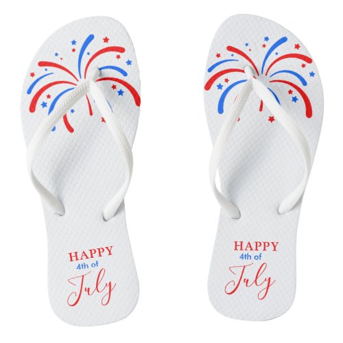 Happy 4th of July Patriotic Fireworks Flip Flops