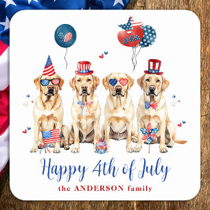 Happy 4th Of July Patriotic Labrador Retriever Dog Square Sticker