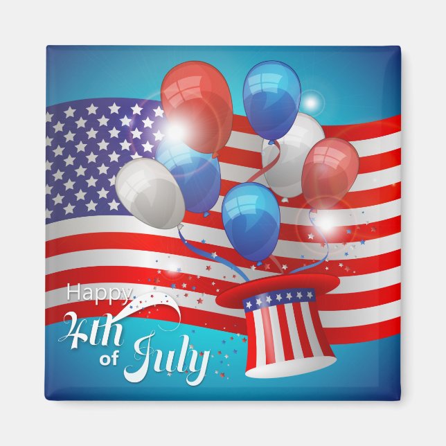 Happy 4th of July Patriotic Magnet (Front)